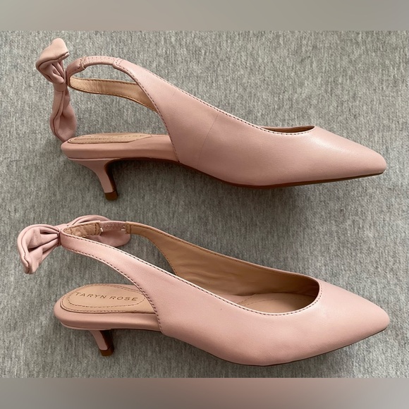 Taryn Rose Women’s Size 5.5 Pink Cameo Slingback Kitten Heel Shoe with Bow NEW - Picture 2 of 7